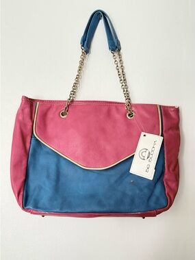 Big Buddha Pink and Blue Chain-Handle Tote